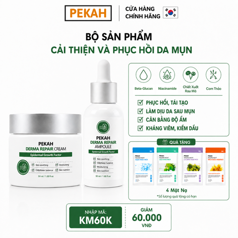 [ 2 items] Bộ Sản Phẩm Cải Thiện Và Phục Hồi Da Mụn Gồm Serum Và Kem Dưỡng Da PEKAH