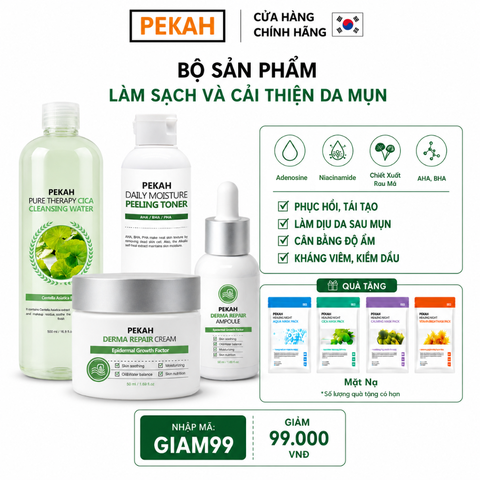 [4 items] Bộ Sản Phẩm Làm Sạch Và Cải Thiện Da Mụn Chiết Xuất Rau Má PEKAH