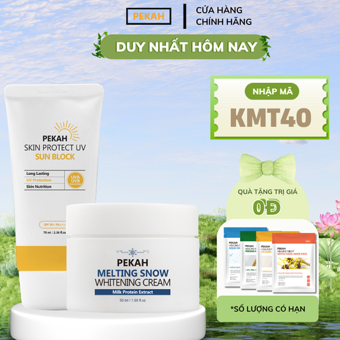 [Nhập mã KMT40 giảm 40K ] Combo Kem Chống Nắng PEKAH Sun Block 70ml & Kem Dưỡng PEKAH Whitening Cream 50ml Dưỡng Trắng Nâng Tone Đều Màu da