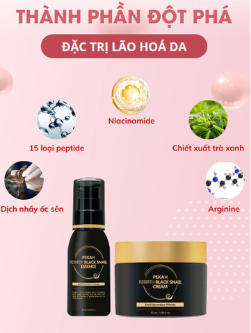 Tinh Chất Dưỡng Ẩm Phục Hồi , Tăng Đàn Hồi Da Ốc Sên PEKAH - PEKAH Rebirth Black Essence