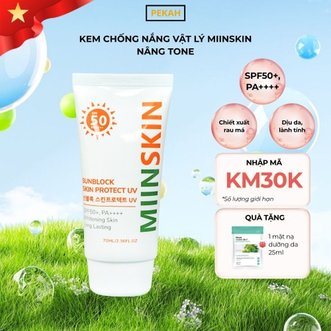 Kem Chống Nắng Vật Lý Nâng Tone, Bảo Vệ Da MIINSKIN SPF50+, PA++++