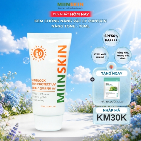Kem Chống Nắng Vật Lý Nâng Tone, Bảo Vệ Da MIINSKIN SPF50+, PA++++