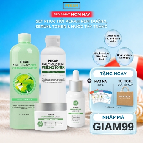 [4 items] Bộ Sản Phẩm Làm Sạch Và Cải Thiện Da Mụn Chiết Xuất Rau Má PEKAH