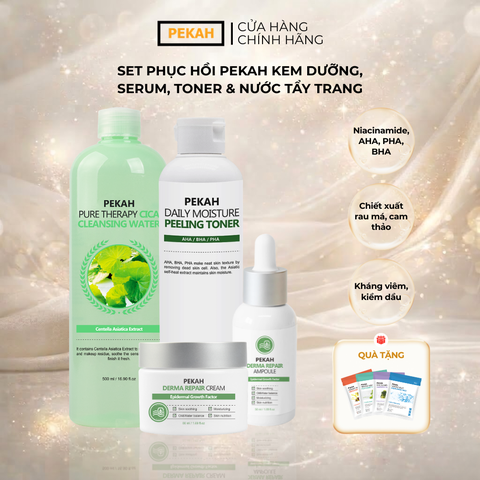 [4 items] Bộ Sản Phẩm Làm Sạch Và Cải Thiện Da Mụn Chiết Xuất Rau Má PEKAH