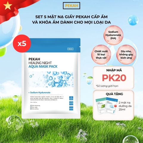 Set Mặt Nạ Giấy Cấp Ẩm Và Khóa Ẩm Dành Cho Mọi Loại Da PEKAH 25ml - PEKAH Healing Night Aqua Mask Pack