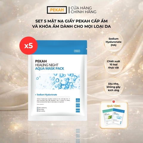 Set Mặt Nạ Giấy Cấp Ẩm Và Khóa Ẩm Dành Cho Mọi Loại Da PEKAH 25ml - PEKAH Healing Night Aqua Mask Pack