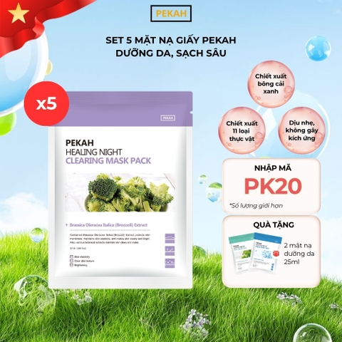 Set Mặt Nạ Giấy Dưỡng Da , Sạch Sâu Và Tăng Độ Đàn Hồi Cho Da PEKAH 25ML - PEKAH Healing Night Clearing Mask Pack