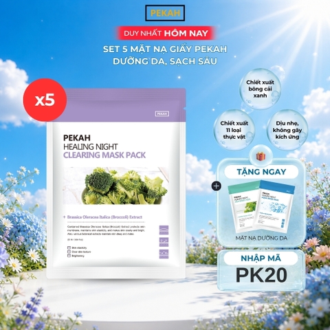 Set Mặt Nạ Giấy Dưỡng Da , Sạch Sâu Và Tăng Độ Đàn Hồi Cho Da PEKAH 25ML - PEKAH Healing Night Clearing Mask Pack