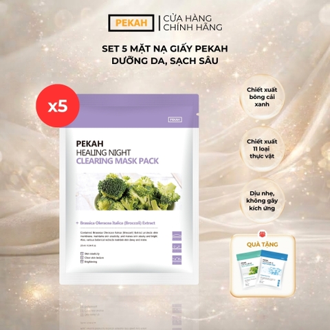 Set Mặt Nạ Giấy Dưỡng Da , Sạch Sâu Và Tăng Độ Đàn Hồi Cho Da PEKAH 25ML - PEKAH Healing Night Clearing Mask Pack