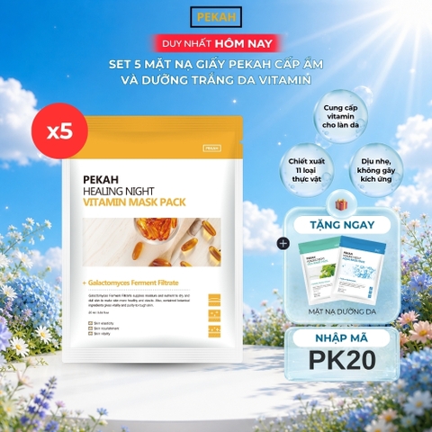 Set Mặt Nạ Giấy Cấp Ẩm Và Dưỡng Trắng Da Vitamin PEKAH 25ml - PEKAH Healing Night Vitamin Mask Pack
