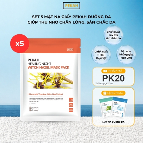 Set Mặt Nạ Giấy Dưỡng Da Giúp Thu Nhỏ Chân Lông , Săn Chắc Da Và Tăng Độ Đàn Hồi Cho Da PEKAH  25ML - PEKAH Healing Night Witch Hazel Mask Pack