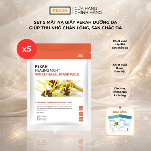 Set Mặt Nạ Giấy Dưỡng Da Giúp Thu Nhỏ Chân Lông , Săn Chắc Da Và Tăng Độ Đàn Hồi Cho Da PEKAH  25ML - PEKAH Healing Night Witch Hazel Mask Pack