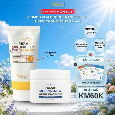 Combo Kem Chống Nắng PEKAH Sun Block 70ml & Kem Dưỡng PEKAH Whitening Cream 50ml Dưỡng Trắng Nâng Tone Đều Màu da