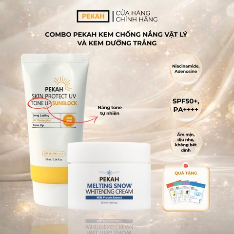 [Nhập mã KMT40 giảm 40K] Combo Kem Chống Nắng PEKAH Sun Block 70ml & Kem Dưỡng PEKAH Whitening Cream 50ml Dưỡng Trắng Nâng Tone Đều Màu da