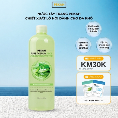 Nước Tẩy Trang Làm Sạch Da , Cấp Ẩm Và Dịu Nhẹ Chiết Xuất Lô Hội Dành Cho Da Khô PEKAH 500ML - PEKAH Pure  Therapy  Aloe Cleansing Water 500ML