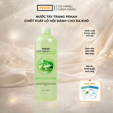 Nước Tẩy Trang Làm Sạch Da , Cấp Ẩm Và Dịu Nhẹ Chiết Xuất Lô Hội Dành Cho Da Khô PEKAH 500ML - PEKAH Pure  Therapy  Aloe Cleansing Water 500ML