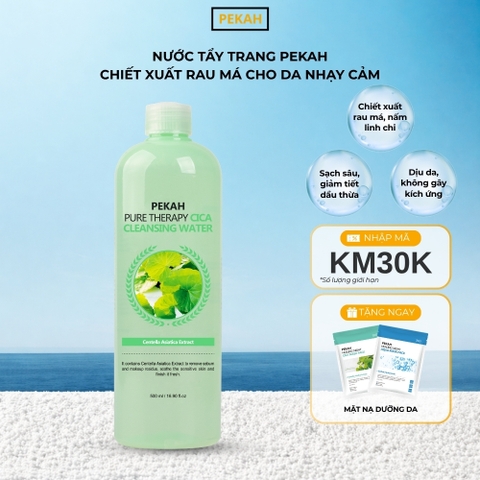 Nước Tẩy Trang Sạch Sâu , Kháng Khuẩn Và Làm Dịu Nhẹ Chiết Xuất Rau Má Dành Cho Da Nhạy Cảm PEKAH 500ml  - PEKAH Pure Therapy Cica Cleansing Water 500ml