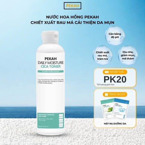 Nước Hoa Hồng Cải Thiện Da Mụn Và Kháng Khuẩn Chiết Xuất Rau Má PEKAH - PEKAH Daily Moisture Cica Toner 250ml