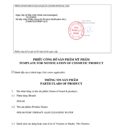 Nước Tẩy Trang Làm Sạch Da , Cấp Ẩm Và Dịu Nhẹ Chiết Xuất Lô Hội Dành Cho Da Khô PEKAH 500ML - PEKAH Pure  Therapy  Aloe Cleansing Water 500ML