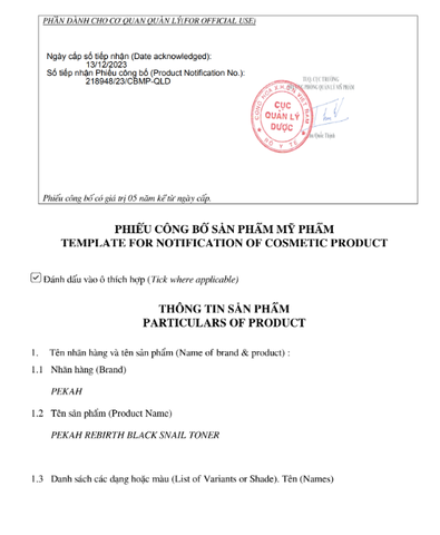 Nước Hoa Hồng Tái Tạo Da Ốc Sên PEKAH - PEKAH Rebirth Black Snail Toner