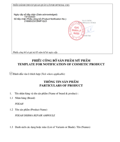 Tinh Chất Phục Hồi Da Hư Tổn ( Da Mụn ) PEKAH - PEKAH Derma Repair Ampoule