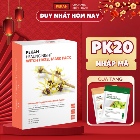 Set Mặt Nạ Giấy Dưỡng Da Giúp Thu Nhỏ Chân Lông , Săn Chắc Da Và Tăng Độ Đàn Hồi Cho Da PEKAH  25ML - PEKAH Healing Night Witch Hazel Mask Pack