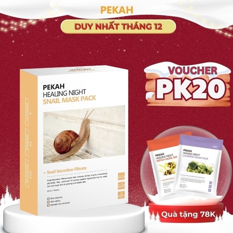 Set Mặt Nạ Giấy Phục Hồi Da Hư Tổn Ốc Sên PEKAH 25ml - PEKAH Healing Night Snail Mask Pack
