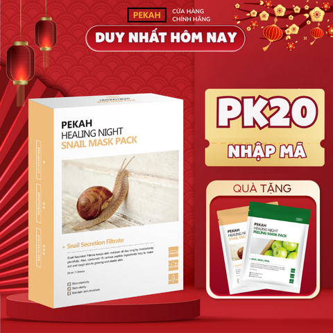 Set Mặt Nạ Giấy Phục Hồi Da Hư Tổn Ốc Sên PEKAH 25ml - PEKAH Healing Night Snail Mask Pack