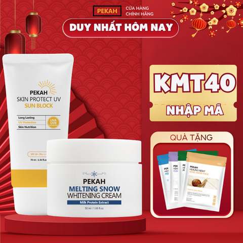 [Nhập mã KMT40 giảm 40K ] Combo Kem Chống Nắng PEKAH Sun Block 70ml & Kem Dưỡng PEKAH Whitening Cream 50ml Dưỡng Trắng Nâng Tone Đều Màu da