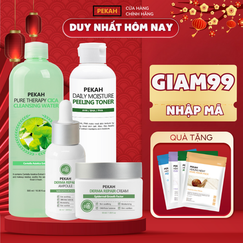 [4 items] Bộ Sản Phẩm Làm Sạch Và Cải Thiện Da Mụn Chiết Xuất Rau Má PEKAH
