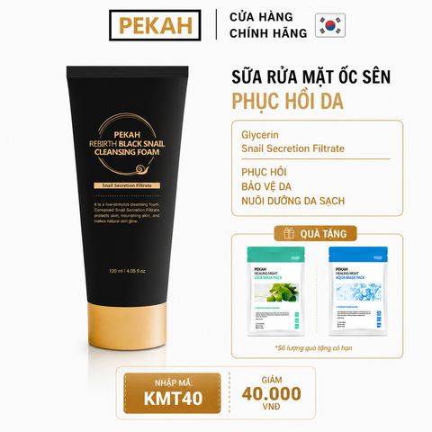 Sữa Rửa Mặt Phục Hồi Ốc Sên PEKAH - PEKAH Rebirth Black Snail Cleansing Foam