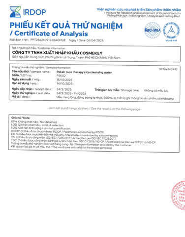 Nước Tẩy Trang Sạch Sâu , Kháng Khuẩn Và Làm Dịu Nhẹ Chiết Xuất Rau Má Dành Cho Da Nhạy Cảm PEKAH 500ml  - PEKAH Pure Therapy Cica Cleansing Water 500ml