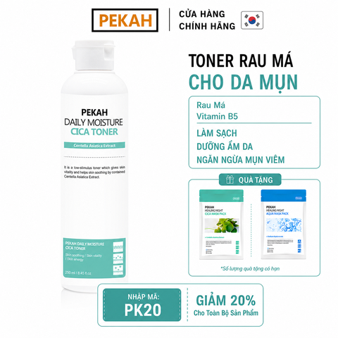 Nước Hoa Hồng Cải Thiện Da Mụn Và Kháng Khuẩn Chiết Xuất Rau Má PEKAH - PEKAH Daily Moisture Cica Toner 250ml