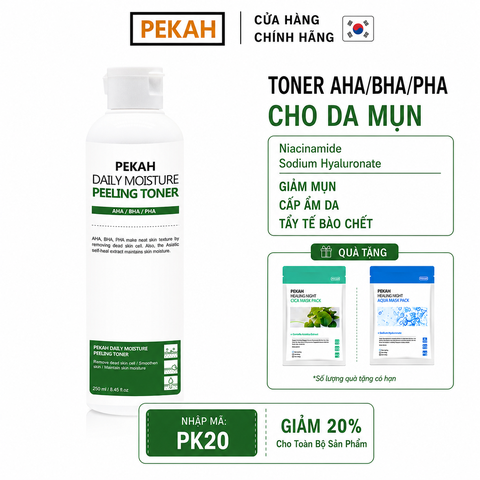 Nước Hoa Hồng Cải Thiện Mụn Ẩn AHA/PHA/BHA PEKAH -PEKAH Daily Moisture Peeling Toner 250ml