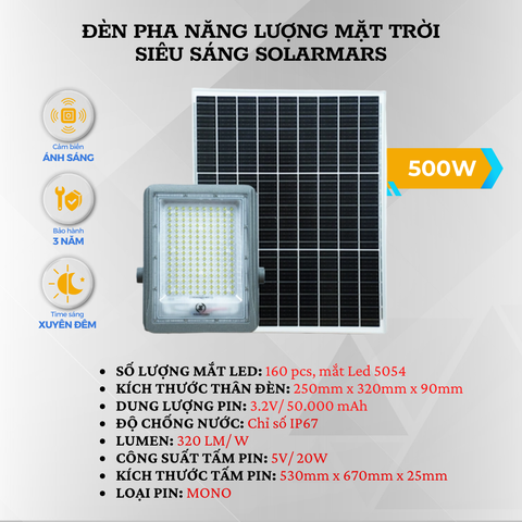 ĐÈN PHA NLMT MẮT LỒI CÓ RADA CẢM BIẾN SIÊU SÁNG CHIP 5054 - 500W