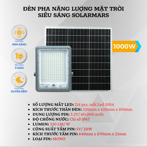 ĐÈN PHA NLMT MẮT LỒI CÓ RADA CẢM BIẾN SIÊU SÁNG CHIP 5054 - 1000W