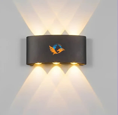 ĐÈN HẮT TƯỜNG 6 TIA VỎ ĐEN ÁNH SÁNG VÀNG