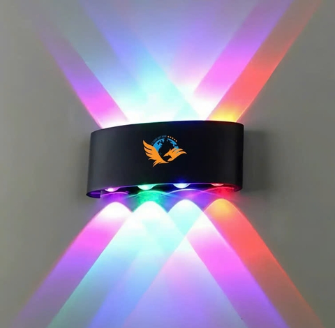 ĐÈN HẮT TƯỜNG 8 TIA VỎ ĐEN NHIỀU MÀU