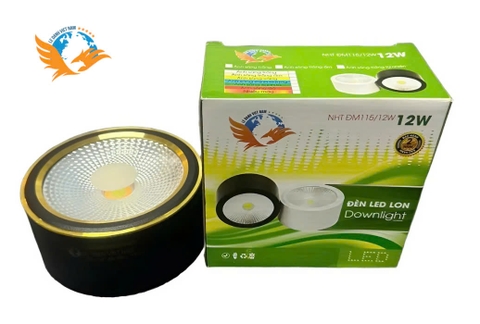 ĐÈN BƠ 12W 3 MÀU VIỀN VÀNG VỎ ĐEN