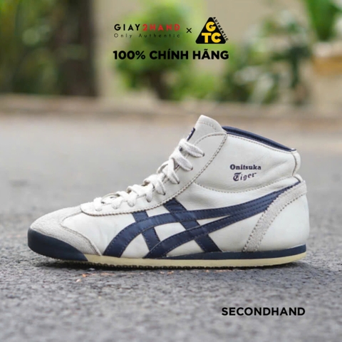 A QUA S D NG Giay Th Thao ONITSUKA TIGER MEXICO MID CREAMWHITE DARK BLUE THL328 SECONDHAND CHINH HANG 100 Ti m Giay C Sai Gon