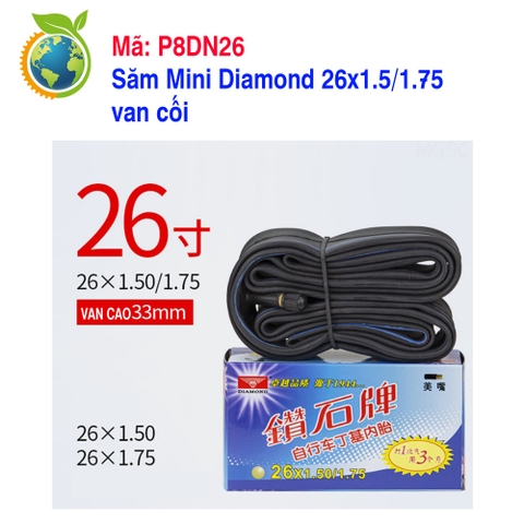 Săm Mini Diamond 26x1.5/1.75, van cối