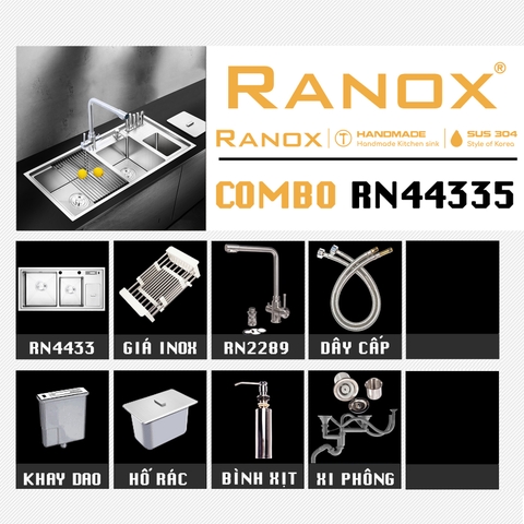 COMBO CHẬU RỬA BÁT RN4433 VÀ CÁC MẪU VÒI
