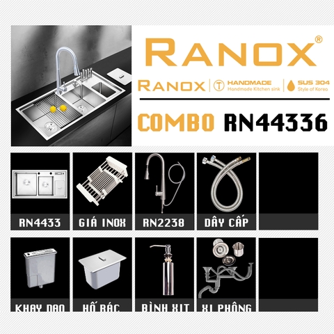 COMBO CHẬU RỬA BÁT RN4433 VÀ CÁC MẪU VÒI