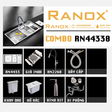 COMBO CHẬU RỬA BÁT RN4433 VÀ CÁC MẪU VÒI