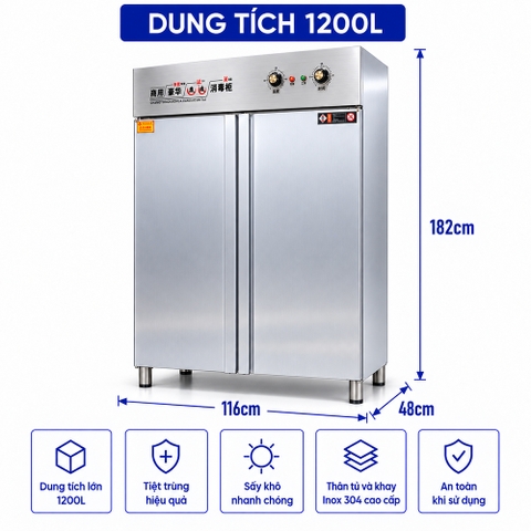 TỦ SẤY BÁT ĐĨA CÔNG NGHIỆP RPT-1200-A1