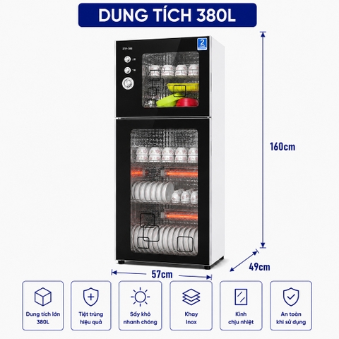 TỦ KHỬ TRÙNG BÁT ĐĨA 380L ĐIỀU CHỈNH THỜI GIAN