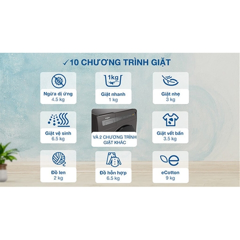 Máy giặt Whirlpool Inverter 9 kg FWEB9002FWG