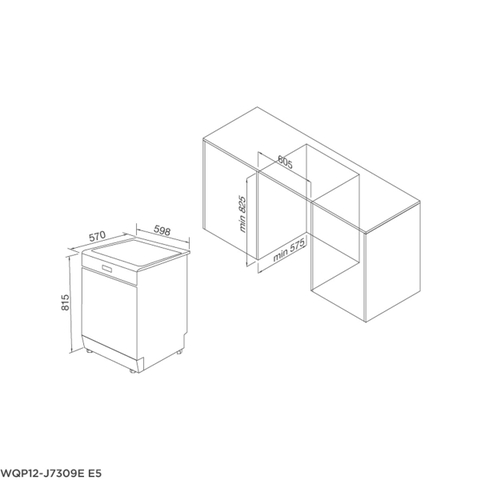 Máy Rửa Bát Malloca WQP12 J7309E E5