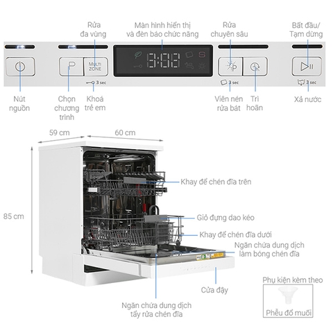 Máy rửa chén độc lập Whirlpool WFC 3C26P