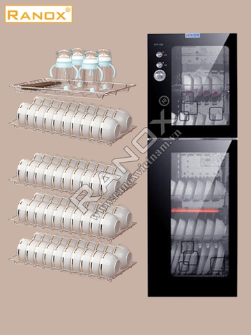 Tủ sấy bát 368L màu đen, điều chỉnh thời gian